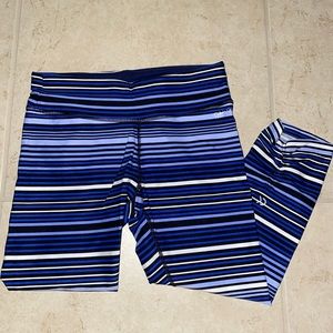 CALVIN KLEIN performance blue striped leggings